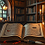 Post: The images depict a series of open books, each illuminated by flickering candlelight in dimly lit...